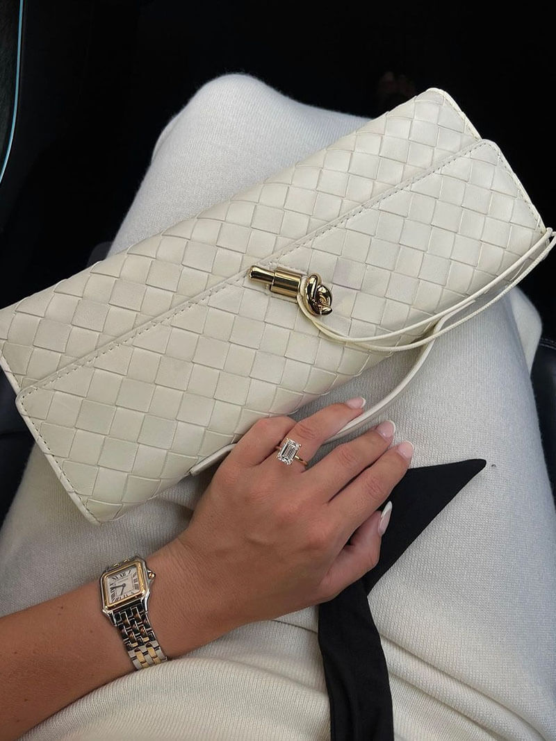 Ladies Clutch Bag - Luxury Woven Design - Flap Closure - Stylish Handle