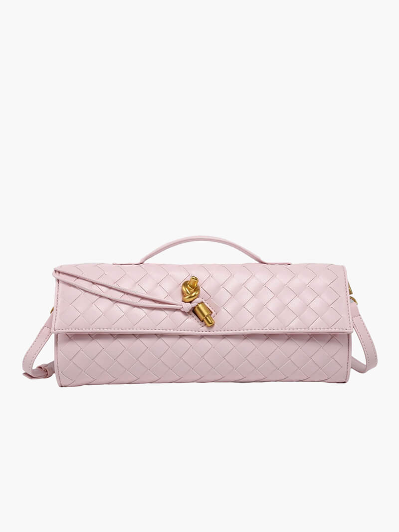 Ladies Clutch Bag - Luxury Woven Design - Flap Closure - Stylish Handle