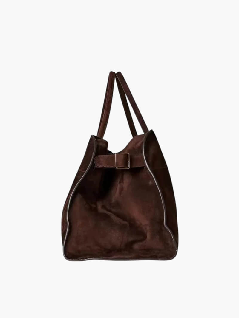 Ladies Handbag - Luxury Suede - Large Structure - Elegant Dome Shape - Functional Design