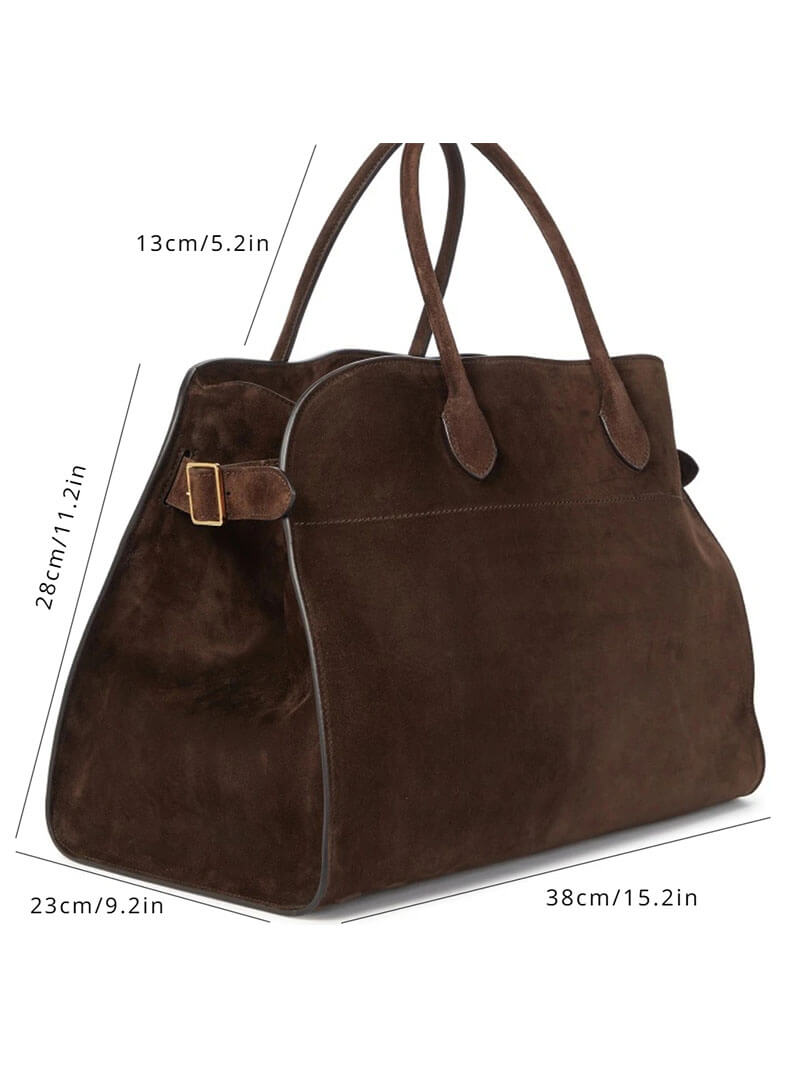 Ladies Handbag - Luxury Suede - Large Structure - Elegant Dome Shape - Functional Design