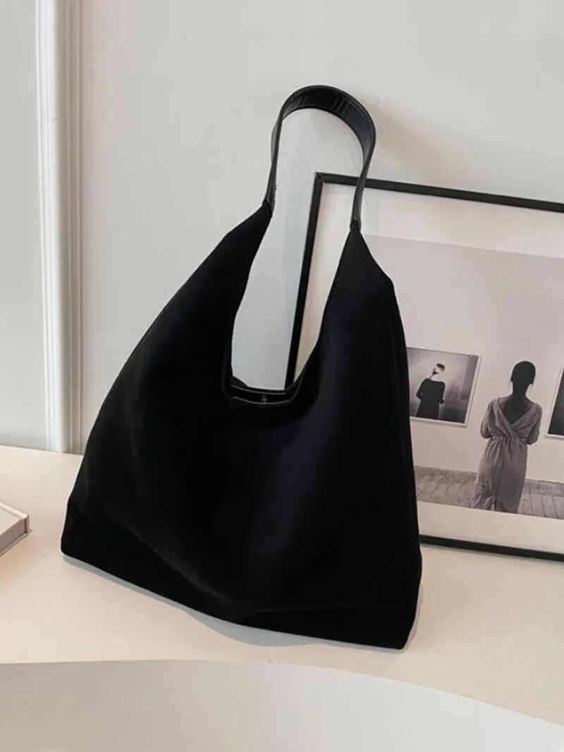 Ladies Shoulder Bag – Suede Hobo – Soft Unstructured Form – Spacious Casual Bag