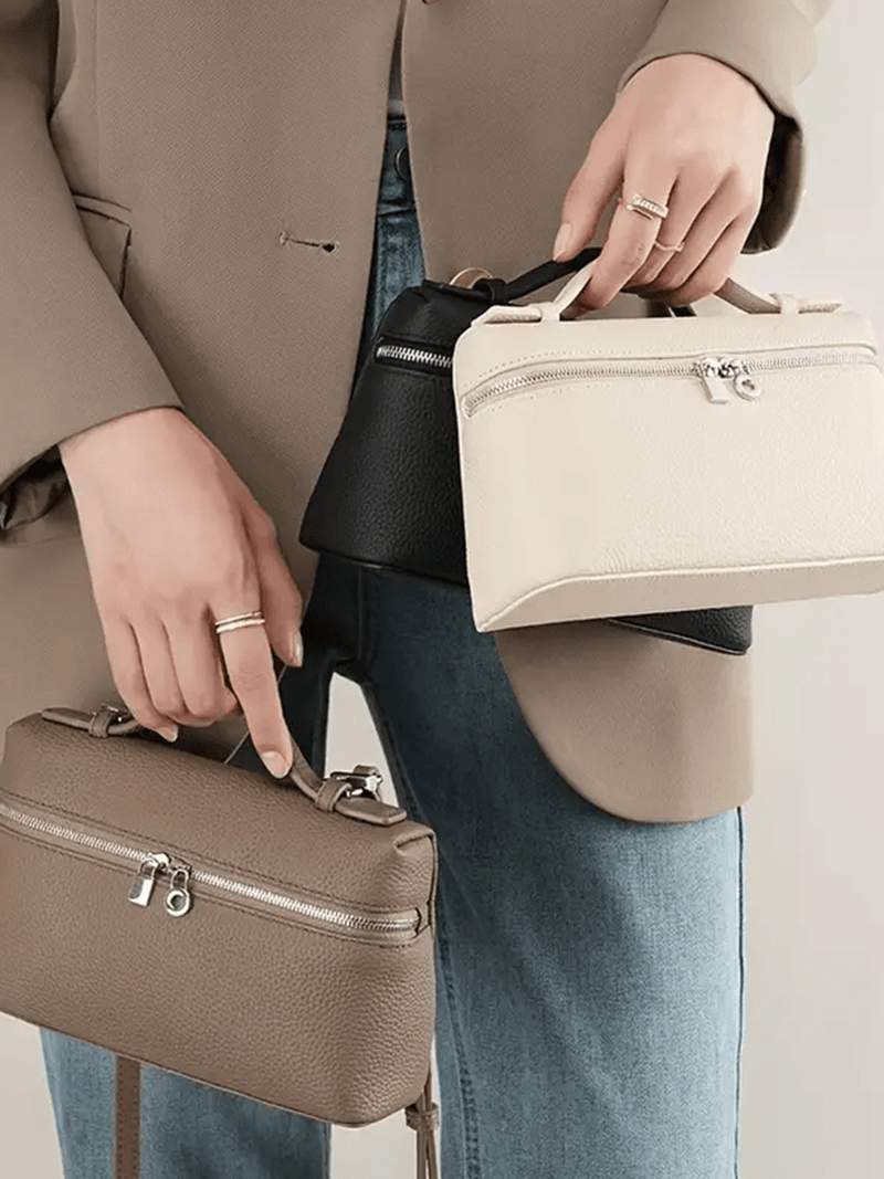 Structured women's handbag - elegant leather bag