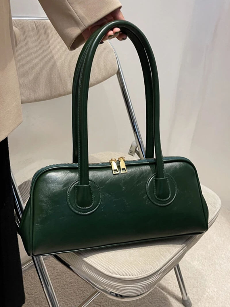 Ladies Shoulder Bag - Genuine Leather - Structured Model - Zip Closure - Timeless Design