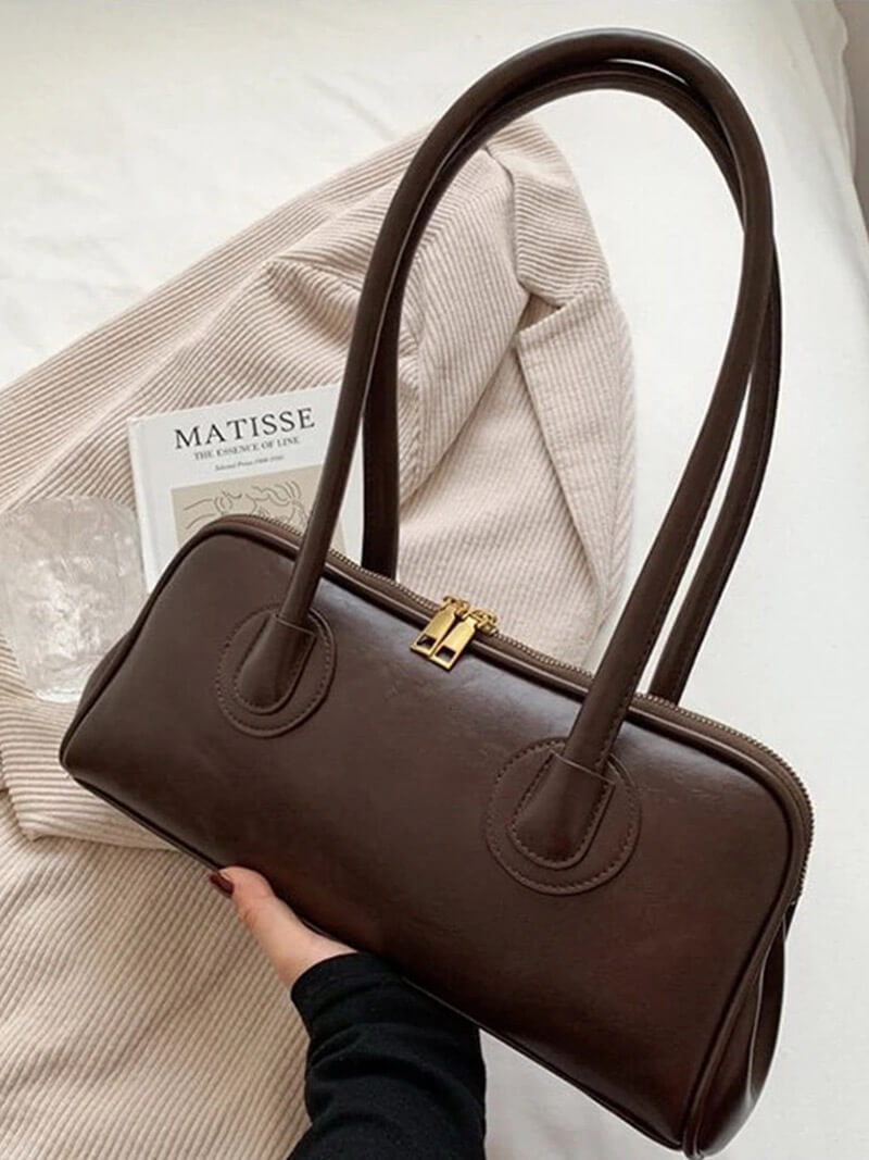 Ladies Shoulder Bag - Genuine Leather - Structured Model - Zip Closure - Timeless Design