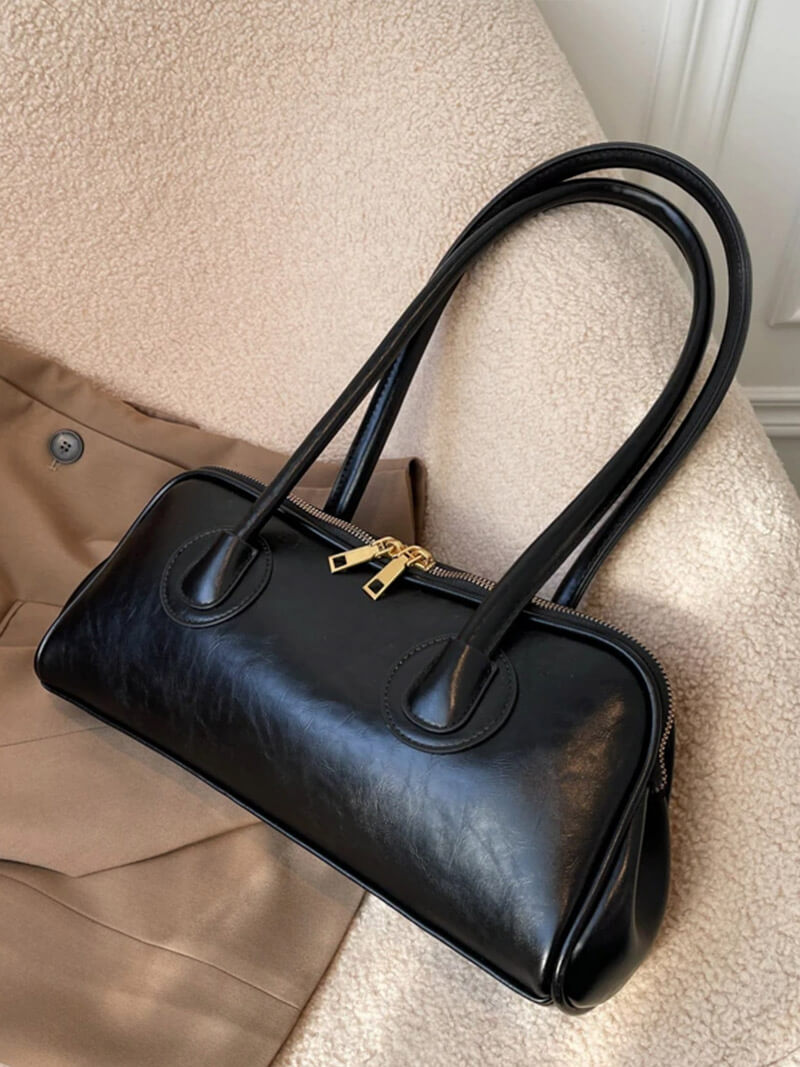 Ladies Shoulder Bag - Genuine Leather - Structured Model - Zip Closure - Timeless Design