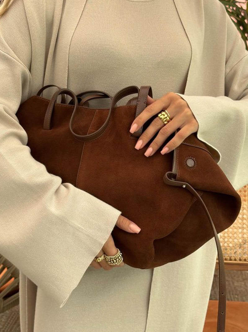 Women's Tote Bag – Suede Leather – Spacious Design – Minimalist – Shoulder Model