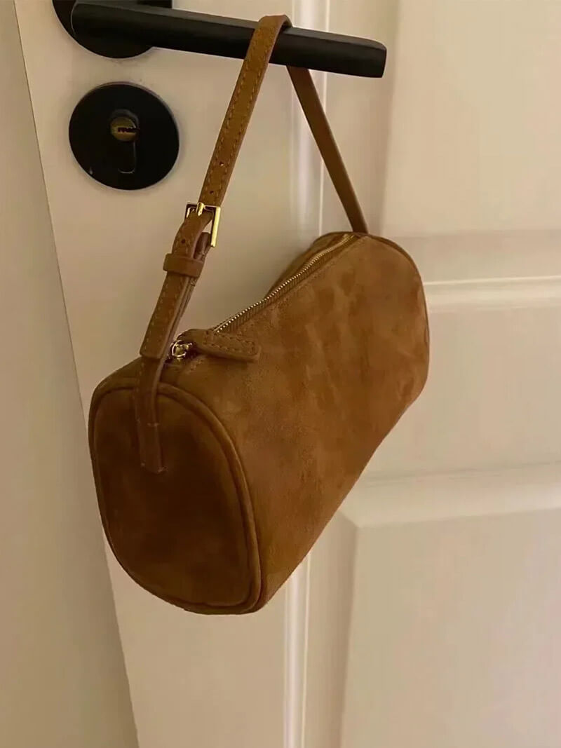 Women's Shoulder Bag - Suede - Adjustable Strap - Zipper Closure - Stylish & Functional