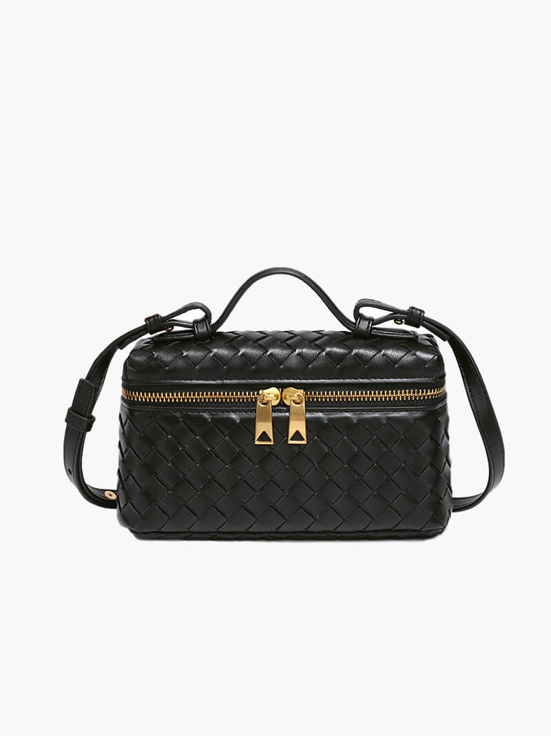 Quilted leather crossbody bag women - elegant with golden details, versatile