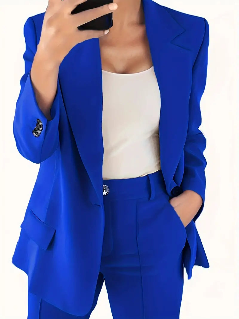 Women's Blazer and Pants Set – Tailored Fit – Straight Legs – Classic Design