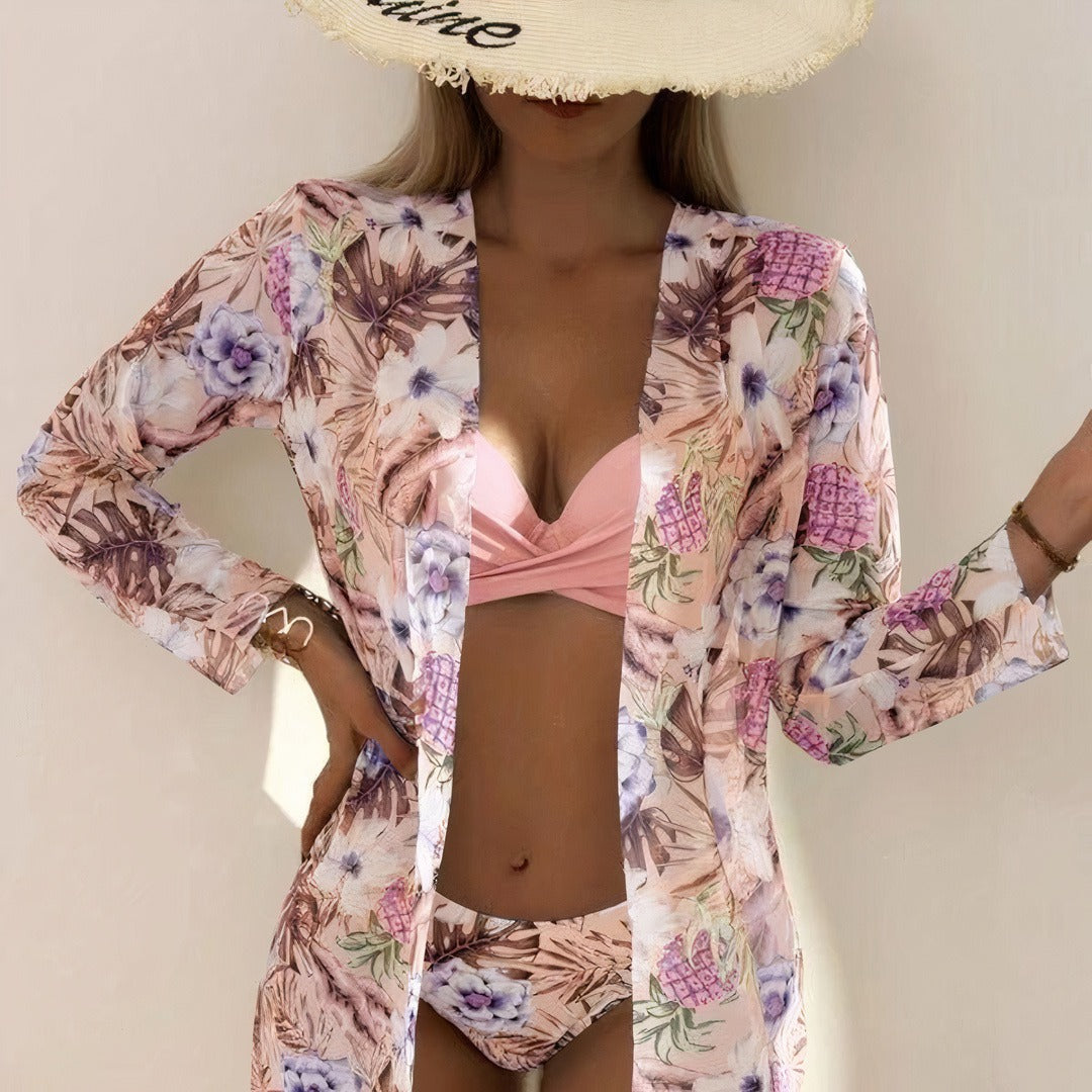 Elena - 3-piece Bikini Set with Floral Print