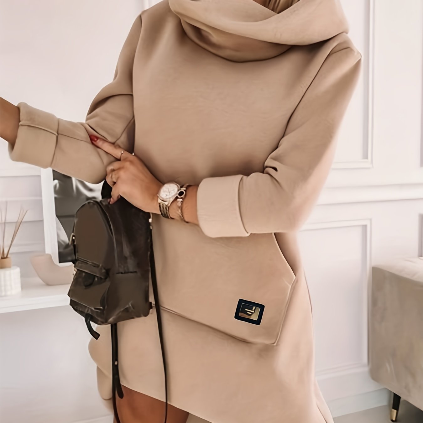 Laurel - Sweater dress with hood