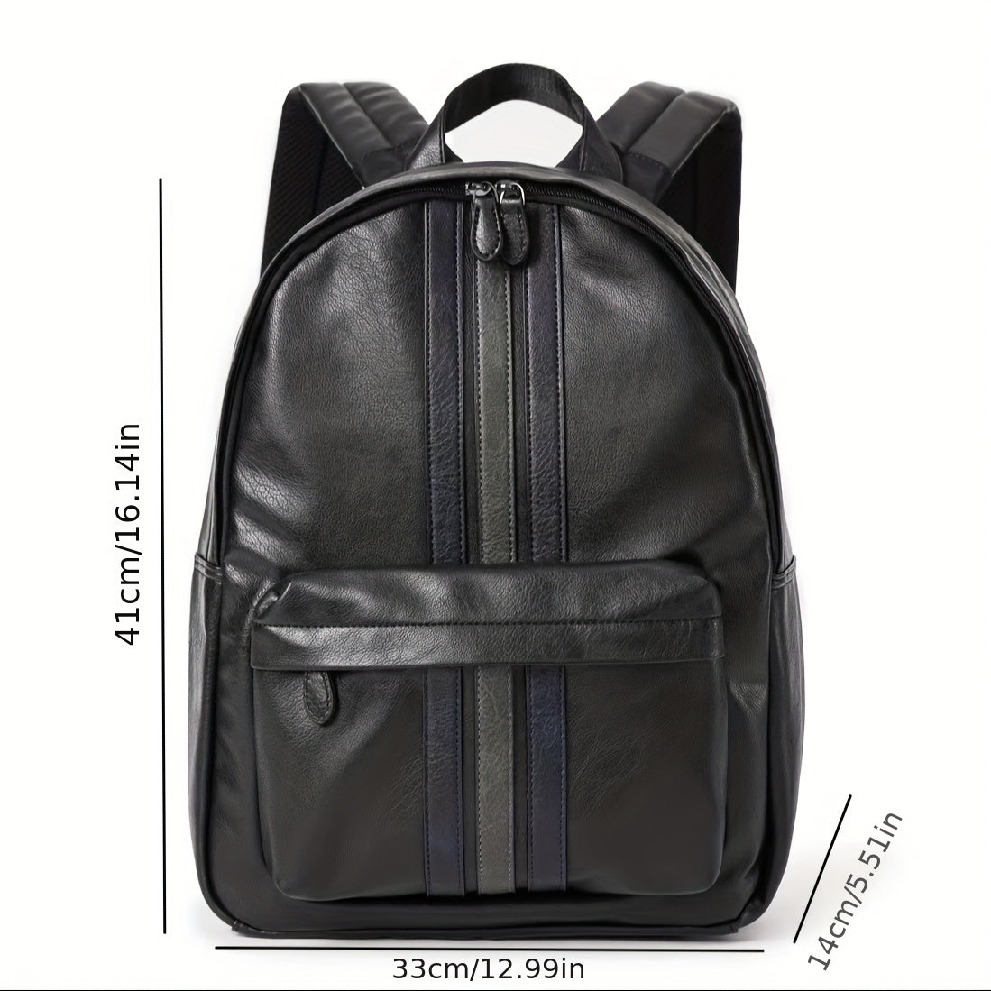 Unisex Backpack – Faux Leather – Structured Design – Front Pocket with Zipper – Adjustable Straps