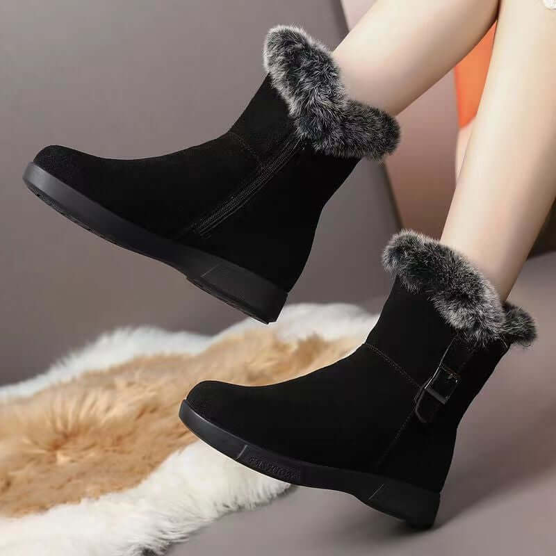 Women's Snowboots – Water-repellent – Faux Fur – Grip Sole – Zipper – Buckle