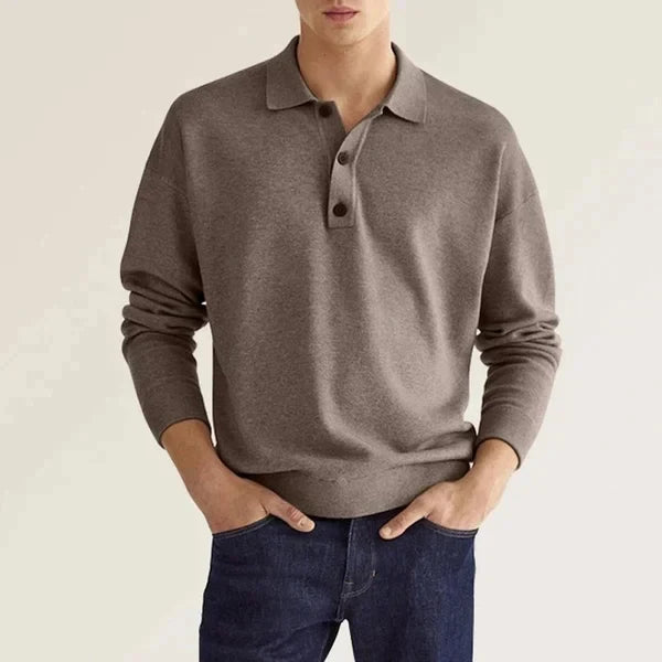 Men's Polo Shirt – Long Sleeves – Regular Fit – Breathable Cotton – Ribbed Cuffs