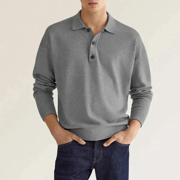 Men's Polo Shirt – Long Sleeves – Regular Fit – Breathable Cotton – Ribbed Cuffs