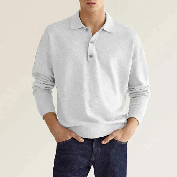 Men's Polo Shirt – Long Sleeves – Regular Fit – Breathable Cotton – Ribbed Cuffs