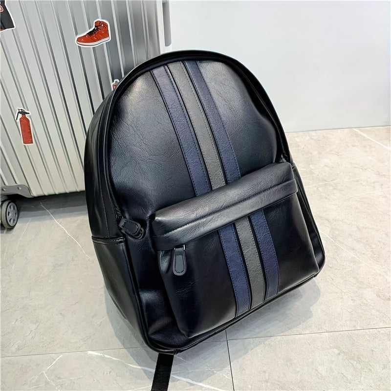 Unisex Backpack – Faux Leather – Structured Design – Front Pocket with Zipper – Adjustable Straps