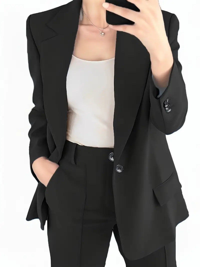 Women's Blazer and Pants Set – Tailored Fit – Straight Legs – Classic Design