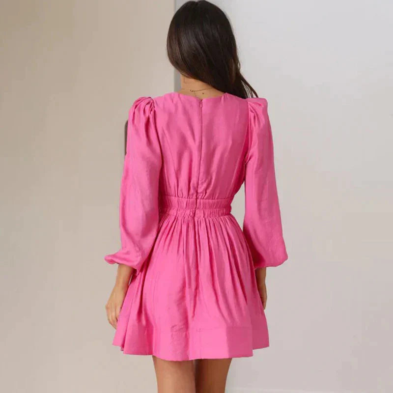Women's Playsuit - Elegant Long Sleeves - Deep V-Neck - Tailored Fit